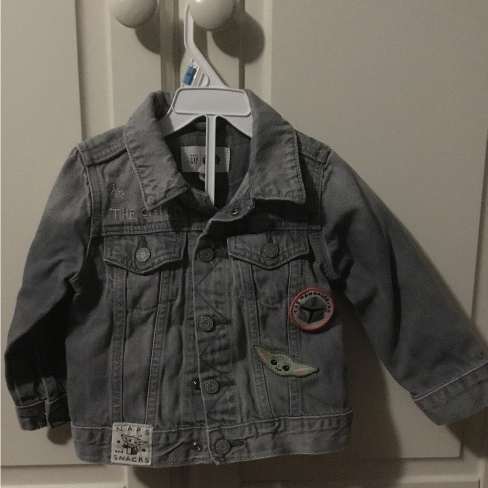 Grey baby yoda denim jacket